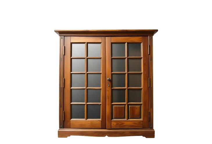 The Art of Preservation An Ancient Wooden Cabinet with Glass Doors